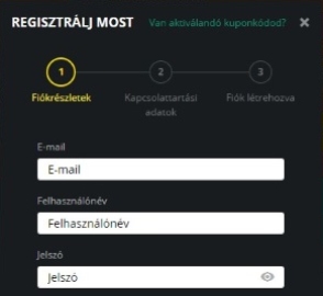 1Bet Kaszino registracio - Első lépés