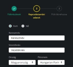 1Bet Kaszino registracio - Második lépés